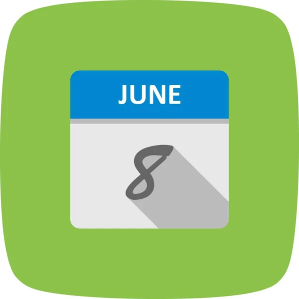 8 juni datum på en enda dag kalender — Stockfoto