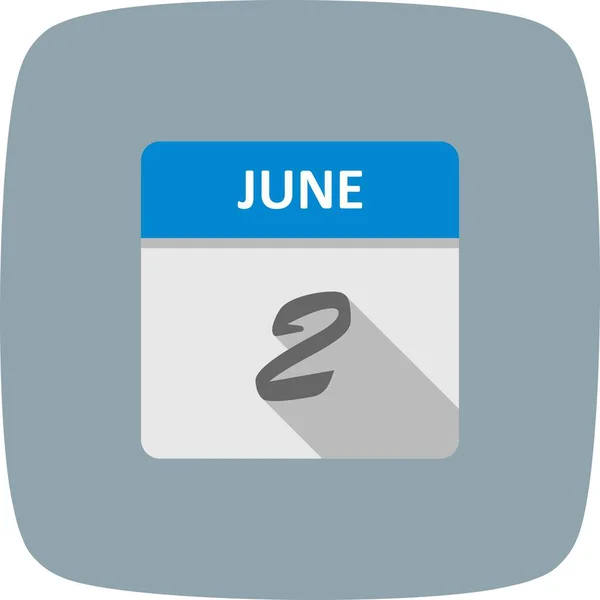 02 de junho Data em um calendário único dia — Fotografia de Stock