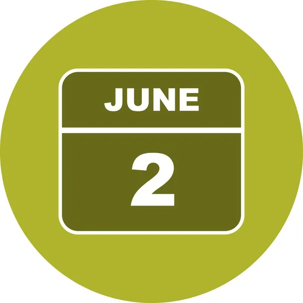 June 2nd Date on a Single Day Calendar