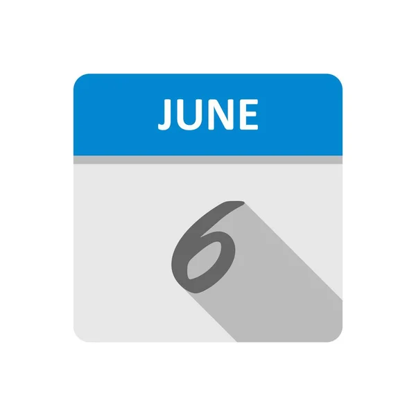 6 juni datum på en enda dag kalender — Stockfoto