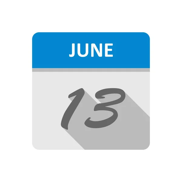 13 de junho Data em um calendário único dia — Fotografia de Stock