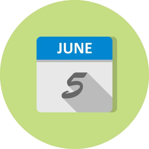5 juni datum på en enda dag kalender — Stockfoto