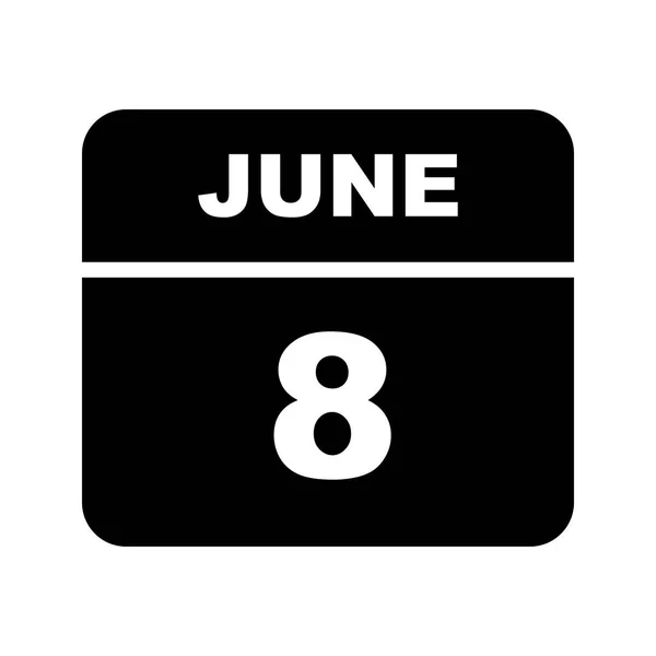 June 8th Date on a Single Day Calendar — Stock Photo, Image