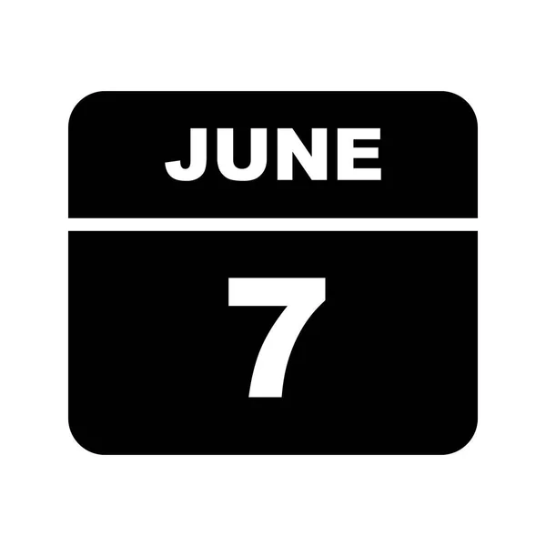 7 de junio Fecha en un calendario de un solo día — Foto de Stock