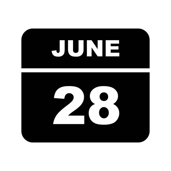 28 czerwca Data w kalendarzu jednodniowe — Zdjęcie stockowe