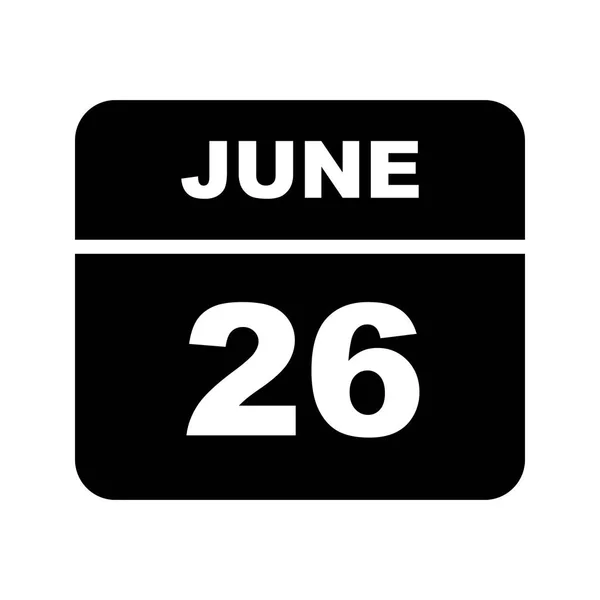 26. Juni Datum an einem einzigen Tag Kalender — Stockfoto