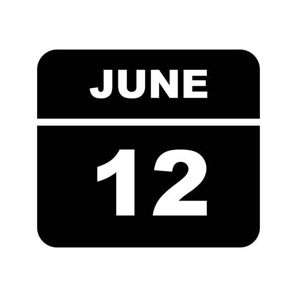 Június 12. dátum egy egynapos naptárban — Stock Fotó