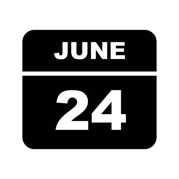 24th Ιουνίου ημερομηνία σε ημερολόγιο μίας ημέρας — Φωτογραφία Αρχείου