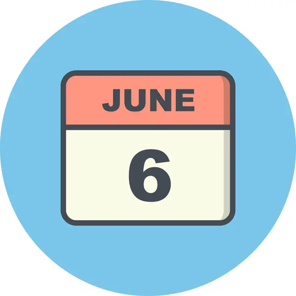 06 de junho Data em um calendário único dia — Fotografia de Stock