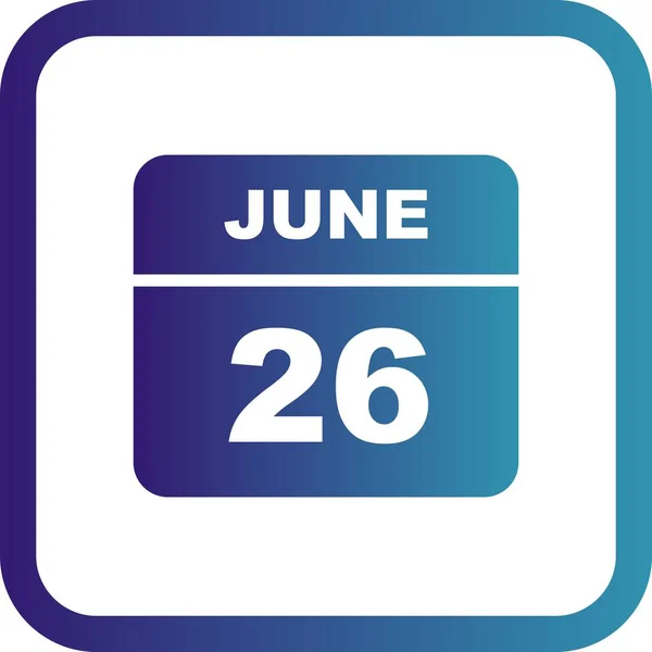 26 de junho Data em um calendário único dia — Fotografia de Stock