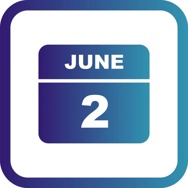 02 de junho Data em um calendário único dia — Fotografia de Stock