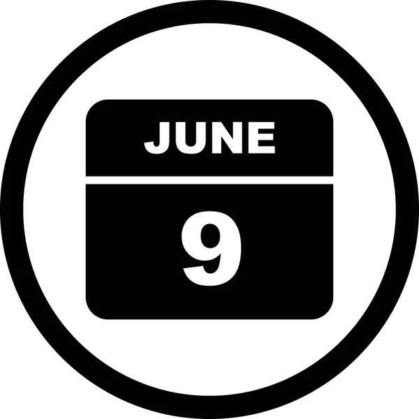 9 июня Дата в календаре одного дня — стоковое фото