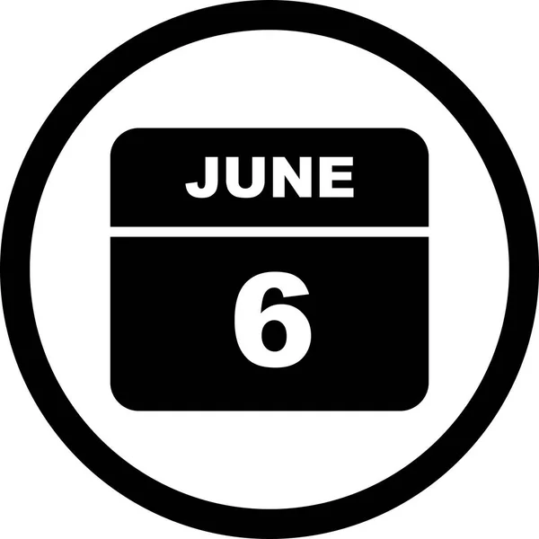 Дата 6 июня в календаре одного дня — стоковое фото