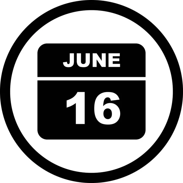 16 de junho Data em um calendário único dia — Fotografia de Stock