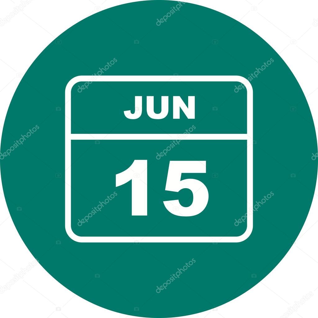 June 15th Date on a Single Day Calendar