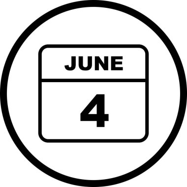 4 Haziran tarihinde tek bir gün takvimi