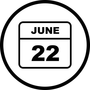 22 Haziran Tarih tek günlük takvim