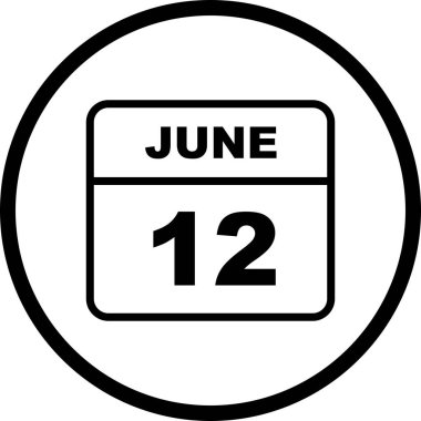 12 Haziran Tarih tek günlük takvim