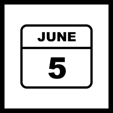 5 Haziran tarihinde tek bir gün takvimi