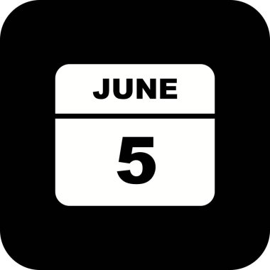 5 Haziran tarihinde tek bir gün takvimi