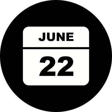 22 Haziran Tarih tek günlük takvim