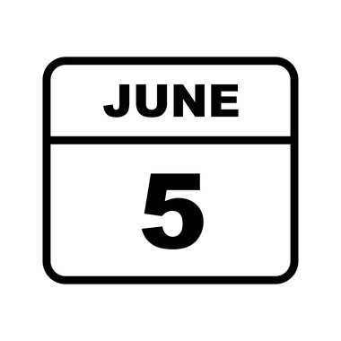 5 Haziran tarihinde tek bir gün takvimi