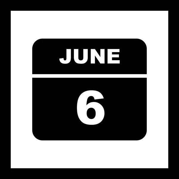 June 6th Date on a Single Day Calendar — Stock Photo, Image