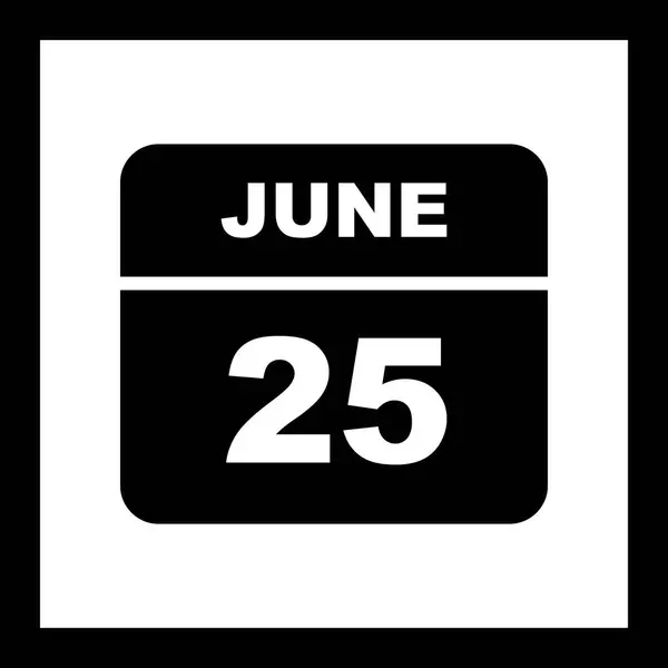 25th Ιουνίου ημερομηνία σε ημερολόγιο μίας ημέρας — Φωτογραφία Αρχείου