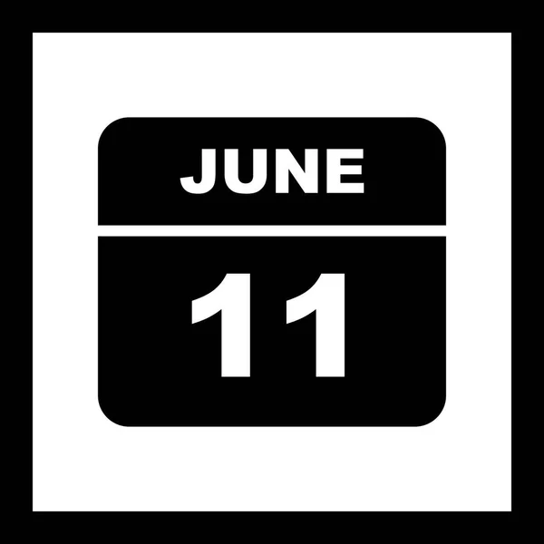 11 de junio Fecha en un calendario de un solo día — Foto de Stock