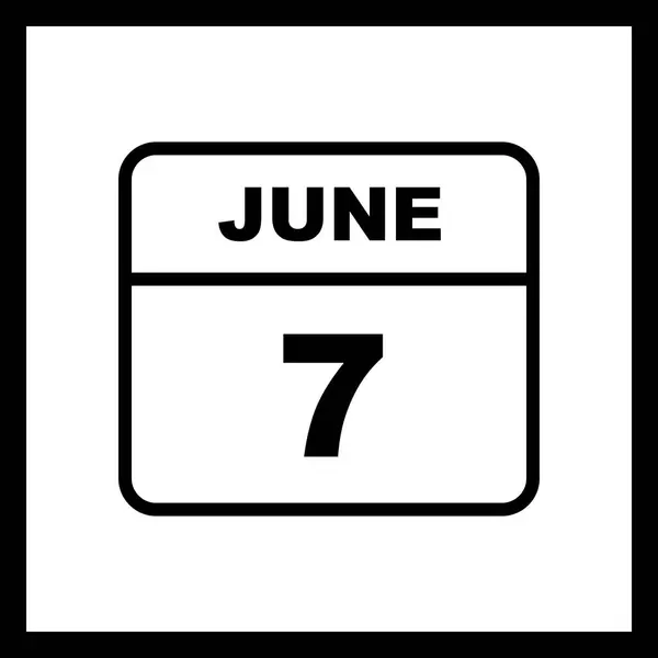 7 июня Дата в календаре одного дня — стоковое фото