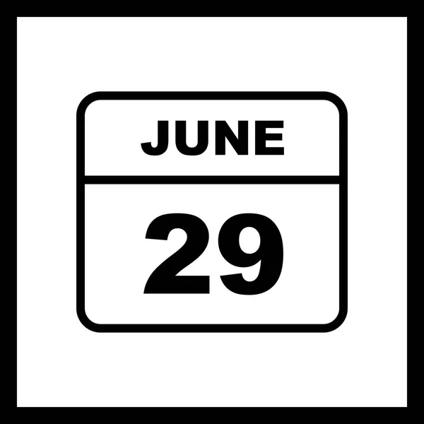 29 de junho Data em um calendário único dia — Fotografia de Stock