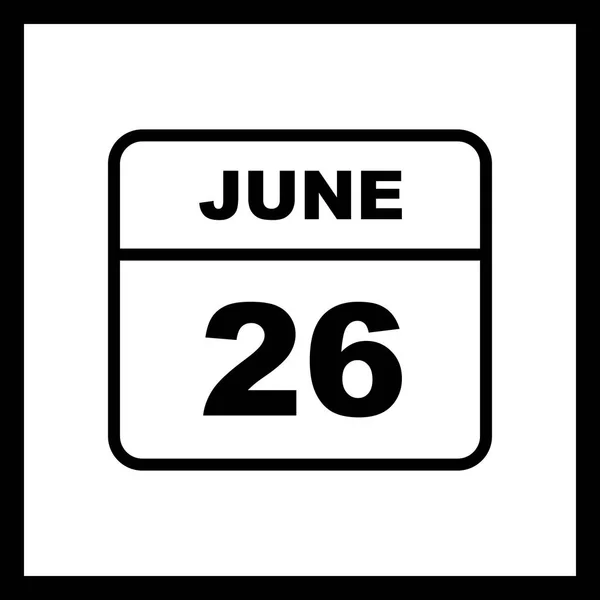 26 czerwca Data w kalendarzu jednodniowe — Zdjęcie stockowe