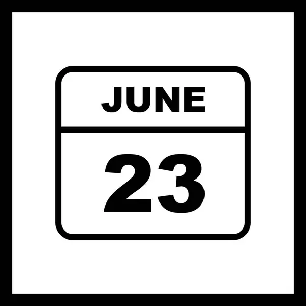 23. Juni Datum an einem einzigen Tag Kalender — Stockfoto