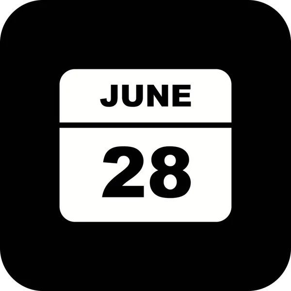 28 czerwca Data w kalendarzu jednodniowe — Zdjęcie stockowe
