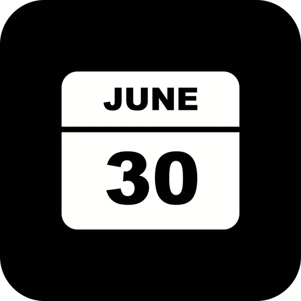 30 Ιουνίου ημερομηνία σε ημερολόγιο μίας ημέρας — Φωτογραφία Αρχείου