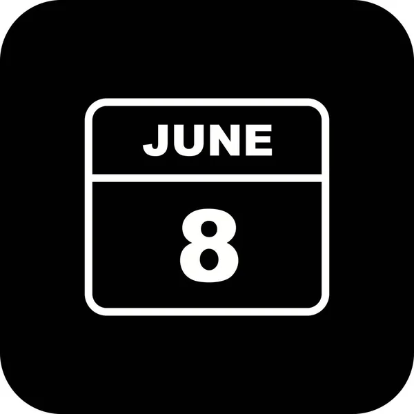 08 de junho Data em um calendário de um único dia — Fotografia de Stock