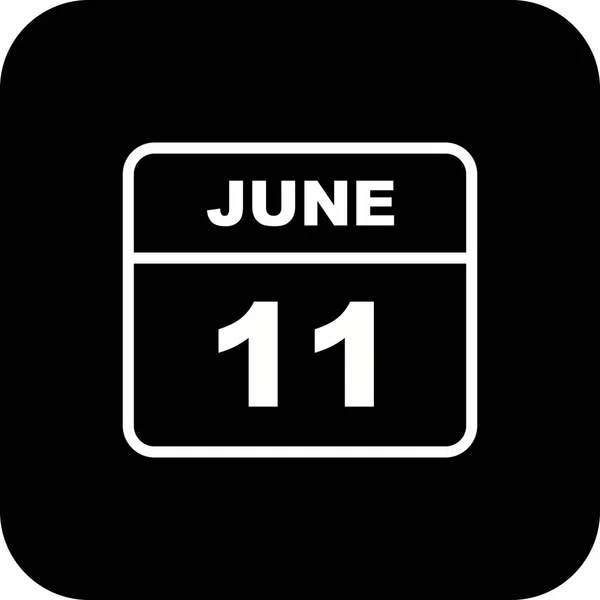 11 juin Date sur un calendrier d'un seul jour — Photo
