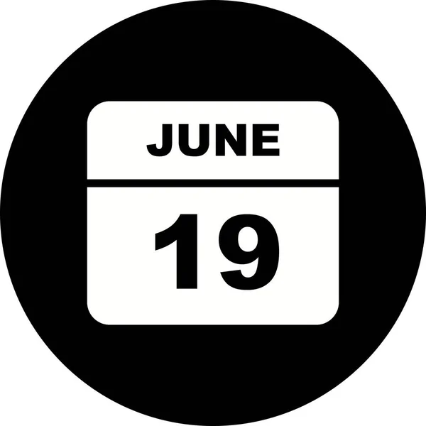 19 июня Дата в календаре одного дня — стоковое фото