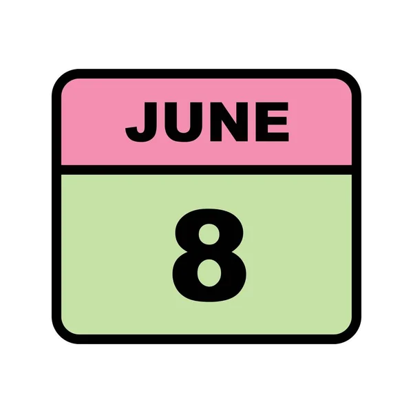 6月8日单日日历上的日期 — 图库照片