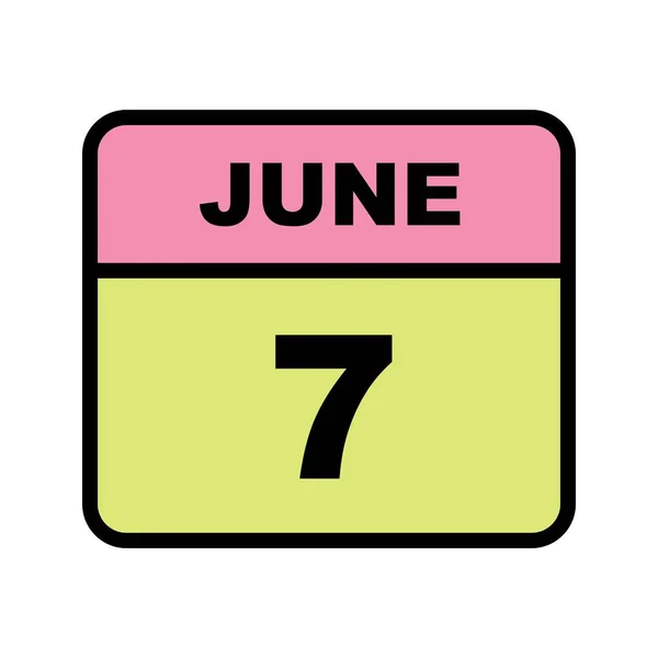 7. Juni Datum an einem einzigen Tag Kalender — Stockfoto