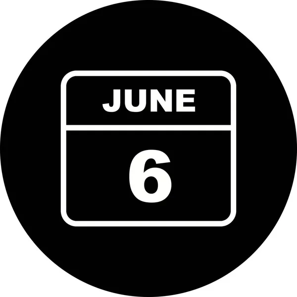 6 de junio Fecha en un calendario de un solo día — Foto de Stock