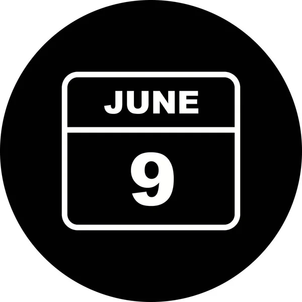 9 de junio Fecha en un calendario de un solo día — Foto de Stock