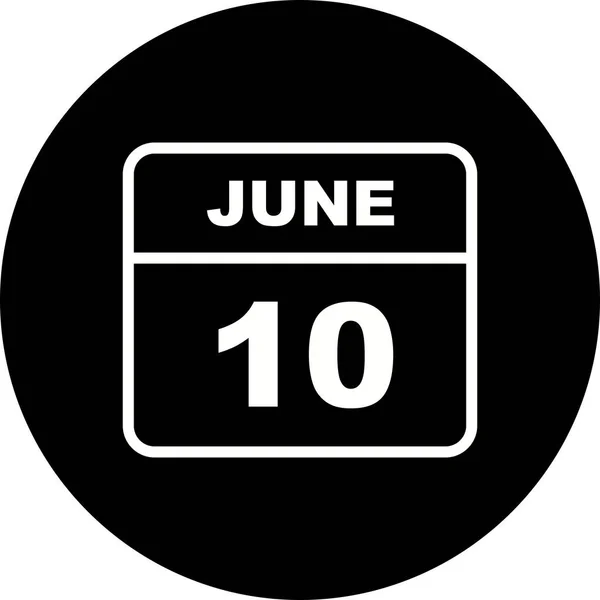 1日のカレンダーの6月10日の日付 — ストック写真