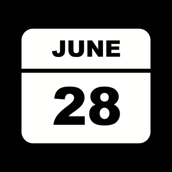 June 28th Date on a Single Day Calendar — Stock Photo, Image