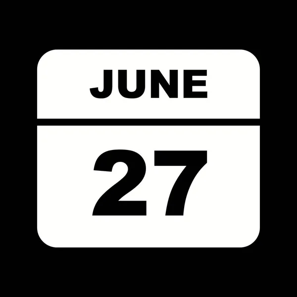 27 de junho Data em um calendário único dia — Fotografia de Stock