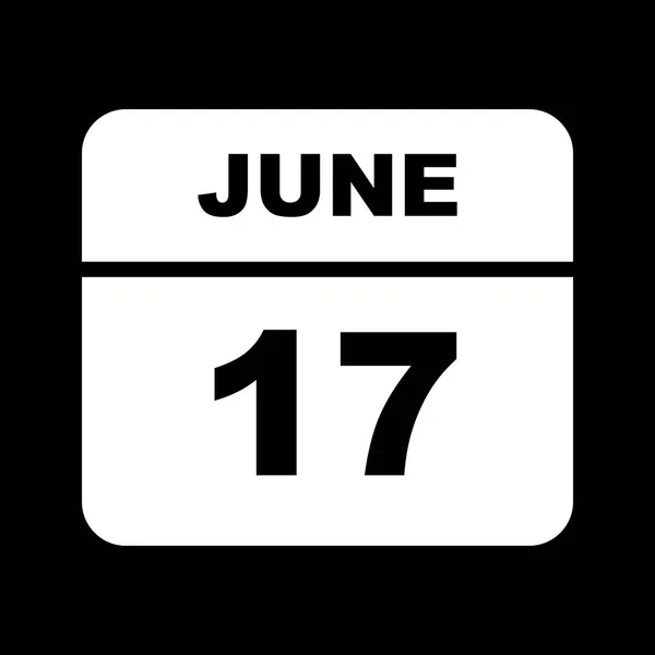Дата 17 июня в календаре одного дня — стоковое фото