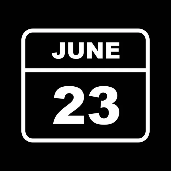 23rd Ιουνίου ημερομηνία σε ημερολόγιο μίας ημέρας — Φωτογραφία Αρχείου