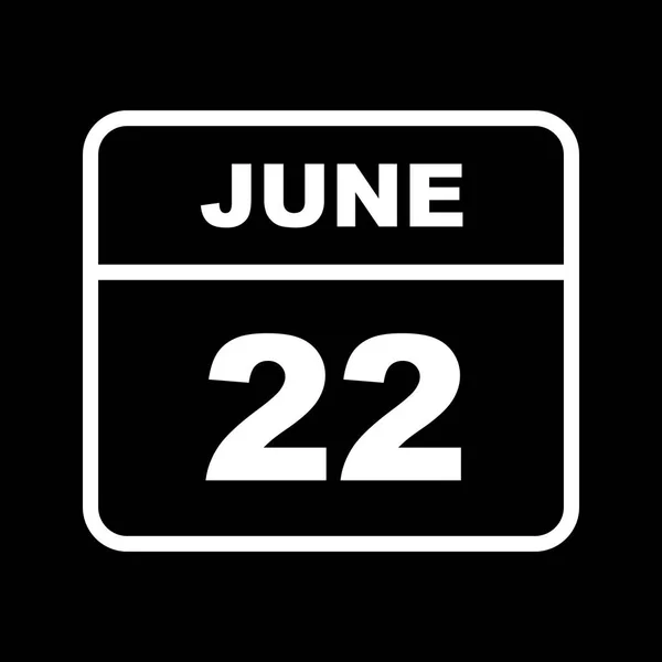 22 juni datum på en enda dag kalender — Stockfoto