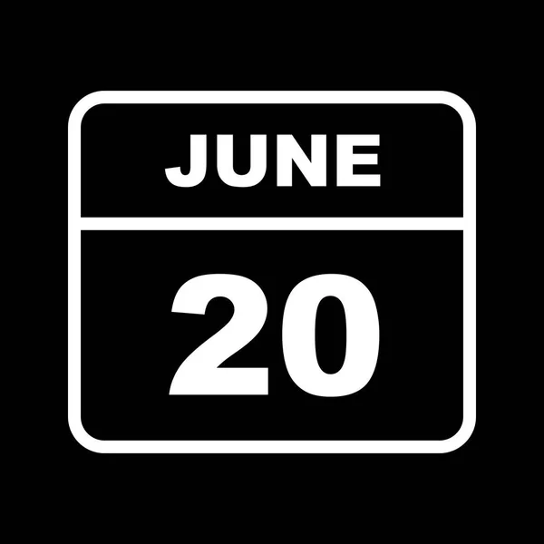 Datum 20. června v kalendáři jednoho dne — Stock fotografie