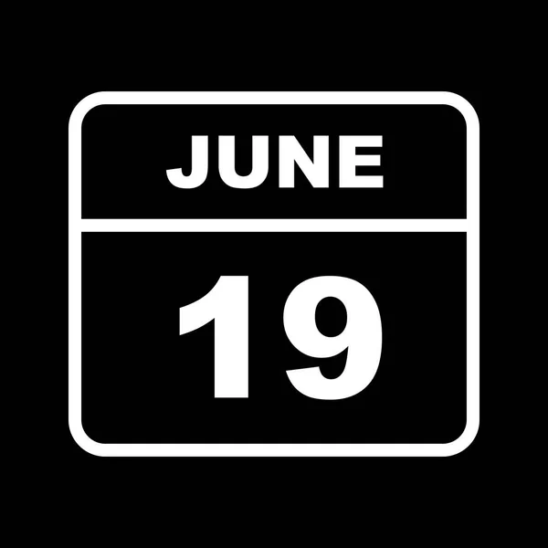 19 de junho Data em um calendário único dia — Fotografia de Stock